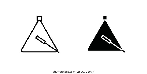 Triangle music icons set for apps and web ui designs. simple isolated graphics.