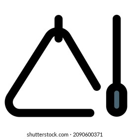 Triangle music instrument with a drumstick layout