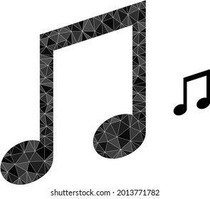 Triangle music notes polygonal symbol illustration. Music Notes lowpoly icon is filled with triangles. Flat filled abstract mesh symbol based on music notes icon.
