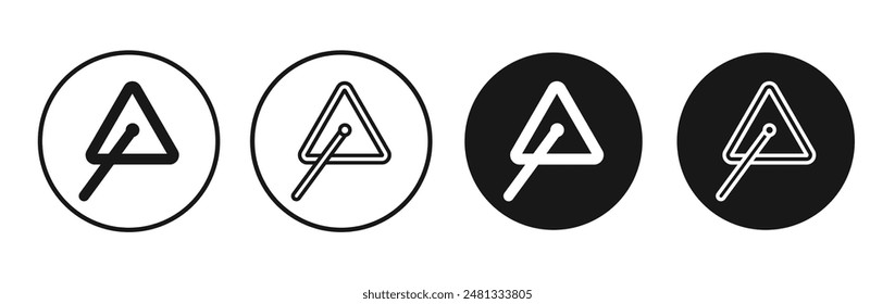 Triangle music vector icon set black filled and outlined style.