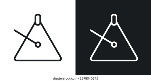 Triangle music vector icon set in black and white color.