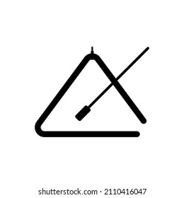 Triangle musical instrument with beater flat vector icon for music apps and websites