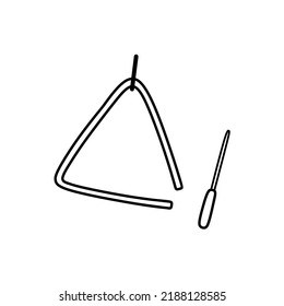 Dreieckiges Musikinstrument einzeln auf weißem Hintergrund. Vektorhandgezeichnete Illustration im Doodle-Stil. Ideal für Karten, Dekorationen, Logo, verschiedene Designs.