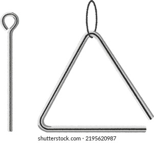 A triangle is a musical instrument made by bending a metal rod into a triangular shape. It's very easy for anyone to put out a loud volume, and it's sturdy