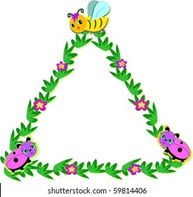 Triangle Nature Frame with Bees and Ladybugs