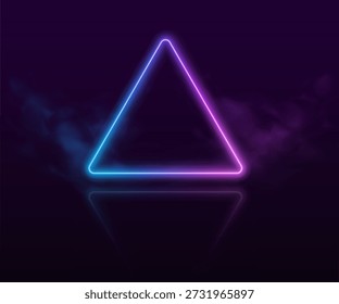 Marco de gradiente de neón triangular con bordes brillantes. Elemento de interfaz de usuario futurista adecuado para Botones, Anuncios y diseños digitales. PNG transparente perfecto para proyectos modernos de diseño y tecnología.