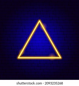 Signo de neón triangular. Ilustración vectorial de la promoción de formas geométricas.