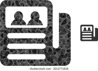 Triangle newspaper polygonal icon illustration. Newspaper lowpoly icon is filled with triangles. Flat filled geometric mesh symbol based on newspaper icon.