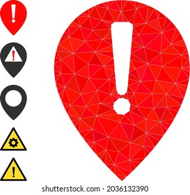 Triangle notice map pointer polygonal symbol illustration, and similar icons. Notice Map Pointer is filled with triangles. Lowpoly notice map pointer constructed from randomized filled triangles.