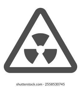 Triangle nuclear warning solid icon, radioactive pollution concept. Vector graphics. Sticker for barrels sign on white background, glyph style icon for mobile or web design