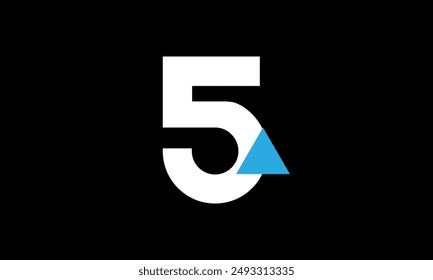Triangle Number Logo Blue White Simple Modern