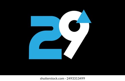 Triangle Number Logo Blue White Simple Modern
