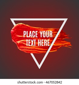 Triangle oil paint stroke poster. Text lettering.Typographical Poster Template, vector design