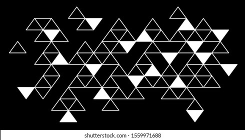 triangle on black background, Modern geometric background, triangle pattern.