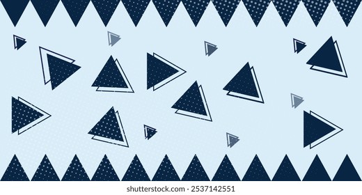 triangle on blue background with elegant halftone effect with several colors
