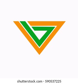Triangle orange green abstract logo