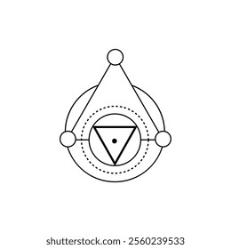 Triangle ornament with minimalistic design, featuring spiritual symbols, alchemical lines, and sacred geometry. Perfect for esoteric themes.