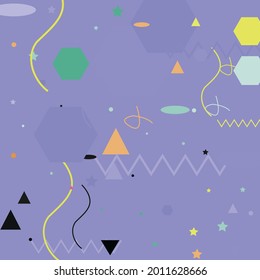 Triangle Oval Orange Modern Art Pattern. Green Black Zigzag Pink Grey Geometrical Art Illustration. Calm Chaos Shadows Pastel Vector Design Pic. Silver Polygon Blue Lines Modern Simple Hipster Art.