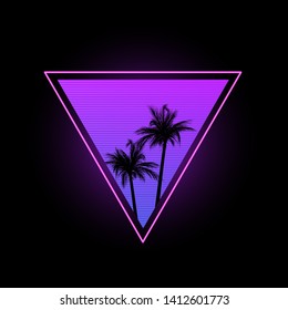 Triangle with palm trees in the style of the 1980s.