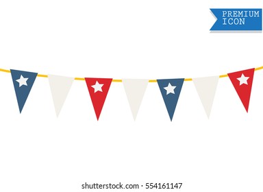 Triangle papers hanging On the white background.