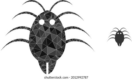 Ilustración de icono poligonal del parásito triangular. El icono de parásitos bajos se llena de triángulos. Imagen de malla geométrica plana basada en un icono parásito.