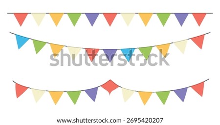 Triangle party bunting border, festive flag garland