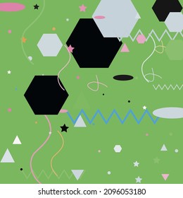 Triangle Pastel Zigzag Black Grey Geometrical Art Illustration. Lines Blue Pink Orange Modern Simple Hipster Art. Calm Polygon Green Modern Art Pattern. Shadows Silver Oval Chaos Vector Illustration.