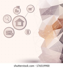 Triangle pattern background,  illustration with space for your text and web buttons. Use for web design.