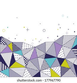 Triangle pattern background. Vector illustration with space for text. Contrasting fashionable polygonal backdrop with blue and green panes. Beautiful geometric design for business presentations.