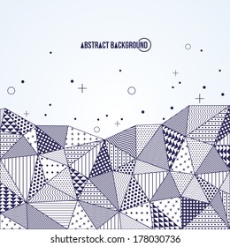 Triangle pattern background. Vector illustration with space for text. Contrasting fashionable polygonal backdrop. Beautiful geometric design for business presentations.