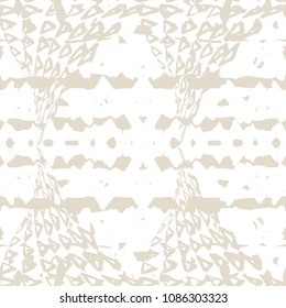 Triangle pattern. Beige geometry background. Tracery hister texture. Geometric graphic design. Hand drawn ink print. Monochrome minimal triangle seamless pattern. Vintage print.