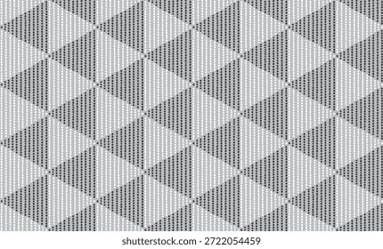 Triangle pattern in black and white colour. Geometric symmetrical pattern for surface designs, wallpaper, homeware, backgrounds. Allover print inspired by historical motif.