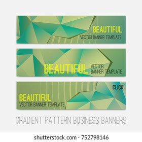 Triangle pattern gradient banner set for website in green and yellow