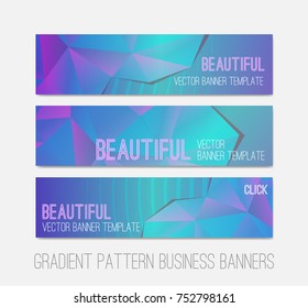 Triangle pattern gradient banner set for website in cyan