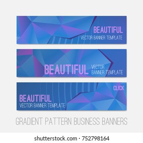 Triangle pattern gradient banner set for website in blue