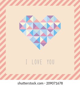 Triangle pattern heart. Card for decoration