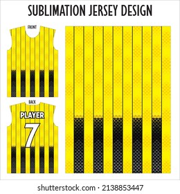 Triangle pattern. Jersey design for sublimation. Fabric. Textile. Yellow T hirt mockup. Template for print