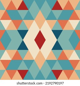 triangle pattern. mosiac pattern tile seamless. Seamless vector background. turquoise and orange retro colors Abstract geometric background. random tile