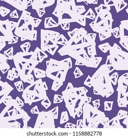 Triangle pattern. Purple geometric seamless texture. Monochrome design print. Futuristic graphic repeating tile. Diamond background. Modern abstract linear ornament. 