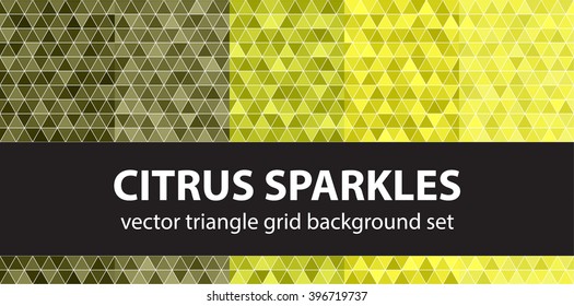 Triangle pattern set "Citrus Sparkles". Vector seamless geometric backgrounds
