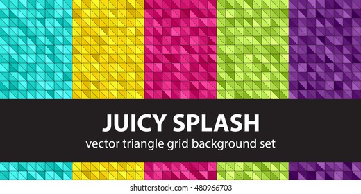Triangle pattern set "Juicy Splash". Vector seamless geometric backgrounds