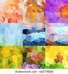 Triangle pattern set . Vector colorful geometric backgrounds.