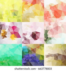 Triangle pattern set . Vector colorful geometric backgrounds.