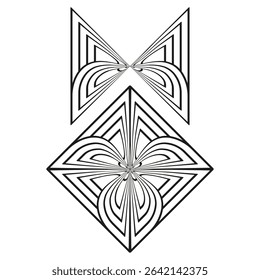 Triangle pattern symbols. Decorative corner icons. Vector celtic shapes. Abstract black design