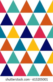 Triangle pattern, texture. Geometric vector background. Colored triangular, mosaic. A4 paper for poster, postcard, fabric textile, wrapping. Decorative design for Interior of children room