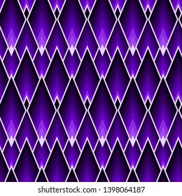 Triangle pattern in ultraviolet color. Geometric seamless texture in shades of purple colour.