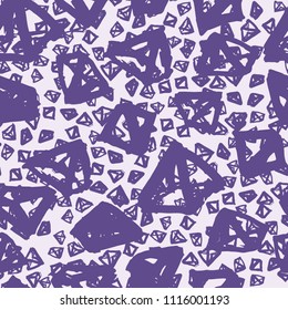 Triangle pattern. Ultraviolet geometric seamless texture. Flat vector design print. Mimimalistic graphic repeating tile. Kimono background. Modern abstract linear ornament. 