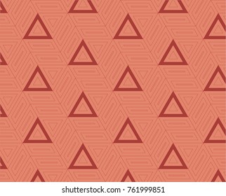 Triangle pattern vector. Line design red on light red for print, textile, background, wallpaper, fashion.