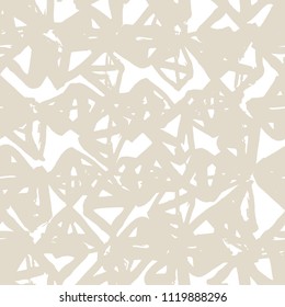 Triangle pattern. White ivory geometric seamless texture. Hipster fashion design print. Mimimalistic graphic repeating tile. Diamond background. Modern abstract linear ornament. 