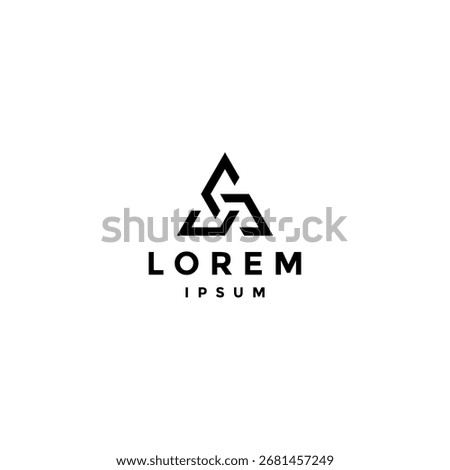 Triangle Peak Three Initial UUU Letter Logo Design. Triangle Chain Initial UUU Letter Logo Design.